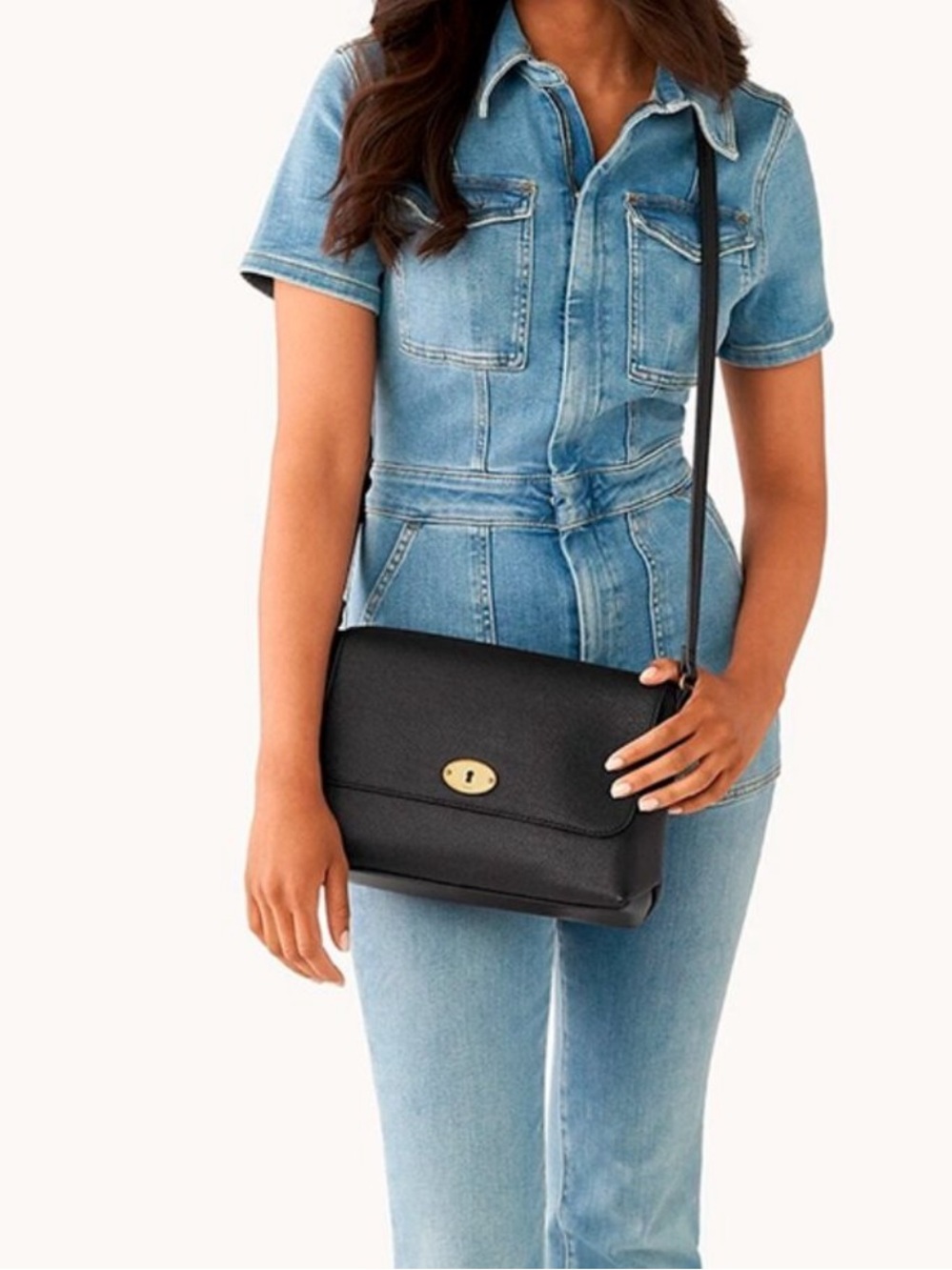 Fossil Black Leather Crossbody - Picture 2 of 4